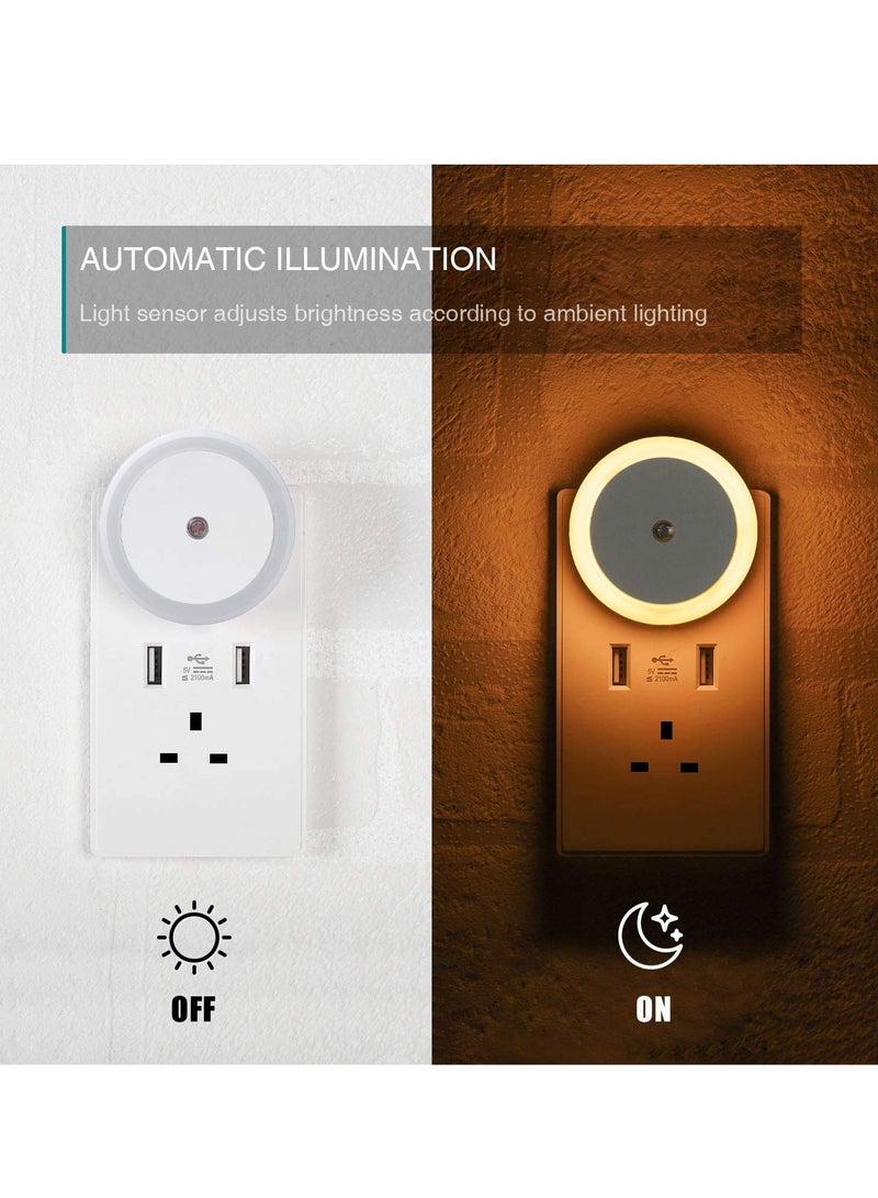 ح واحة مصباح ليلي LED مكون من قطعتين، يُوصل بالحائط مع مستشعر إضاءة ذكي، مناسب للنوم، إضاءة للأطفال للممرات، وأسرة الأطفال الصغار، والسلالم، لون أبيض دافئ - Image 4