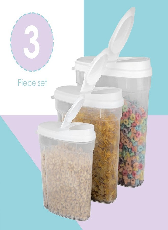 Home Basics Food Storage Containers with Lids (3 Piece Set), Clear Bulk Plastic Containers for Snacks, Cereal, Dry Pasta, Flour, Sugar, and More | Food Storage for Countertop and Pantry - Image 2