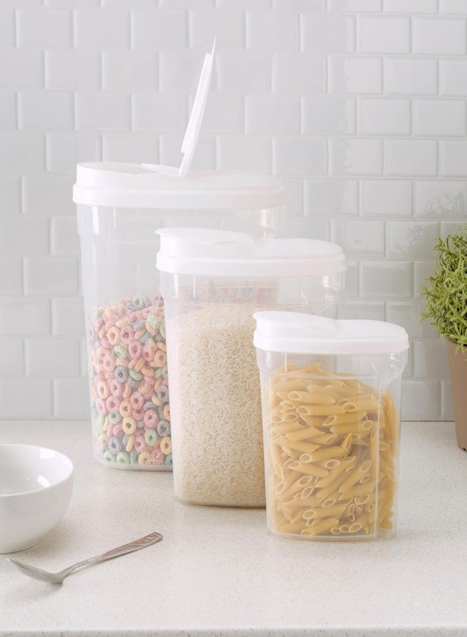 Home Basics Food Storage Containers with Lids (3 Piece Set), Clear Bulk Plastic Containers for Snacks, Cereal, Dry Pasta, Flour, Sugar, and More | Food Storage for Countertop and Pantry - Image 5