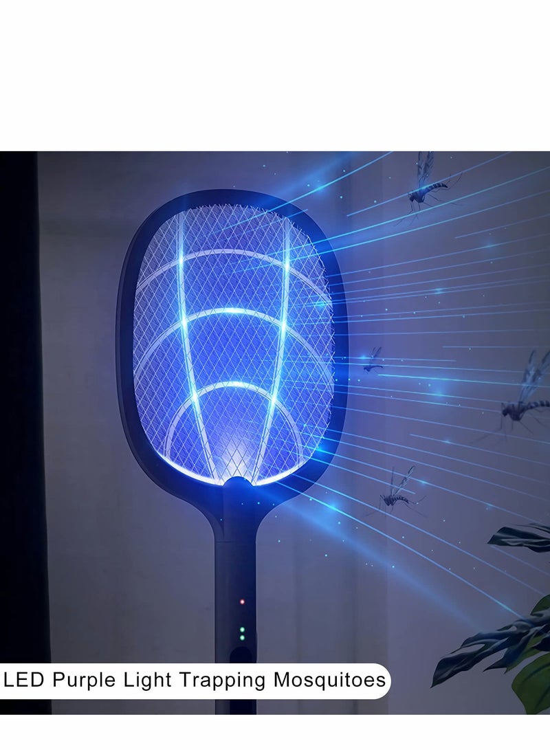 سيوسي 2 in 1 Bug Zapper, Rechargeable Electric Fly Swatter, Mosquito Lamp Fly Killer Insect Swatter 3000 Volt USB Rechargeable LED Purple Light Trapping Mosquitoes 3 Layers Safety Mesh Design - Image 3