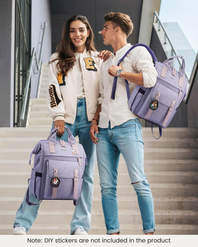 LOVEVOOK Laptop Backpack Purse for Women, Cute College School Backpack Bookbag For Teenager Girls, Teacher Nurse Bags Work Travel Backpack, Business Computer Laptop Bag Daypack, 15.6 Inch, Purple - Image 2