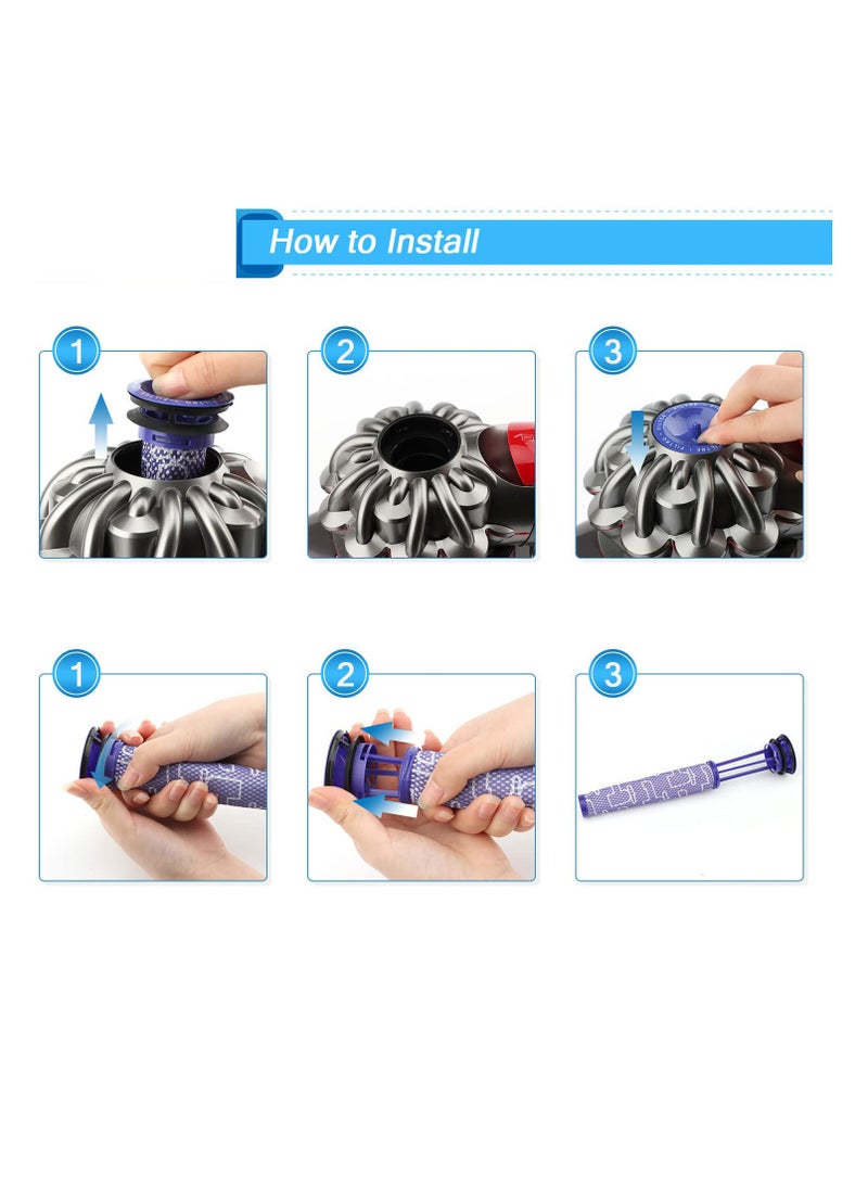 Excefore Filter Replacements for Dyson Animal V6 V7 V8 DC58 DC59 Absolute Motorhead Total Clean Cordless Vacuum Cleaner, 4 Pack Pre Filters  - Image 4