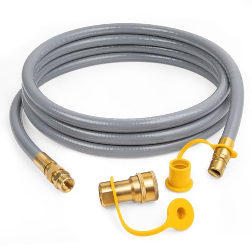 GASPRO 12 Feet 3/8" ID Natural Gas Hose, Low Pressure LPG Hose with Quick Connect, for Weber, Char-broil, Pizza Oven, Patio Heater and More - Image 1