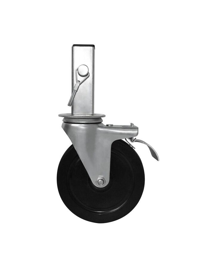 5 Inch Scaffolding Casters Wheels, 4 Pack Scaffold Caster with Dual Locking Brakes, Heavy Duty 440LBS Capacity per Wheel, Rubber Casters Square 1.25" (or 1 1/4") Stem - Image 2