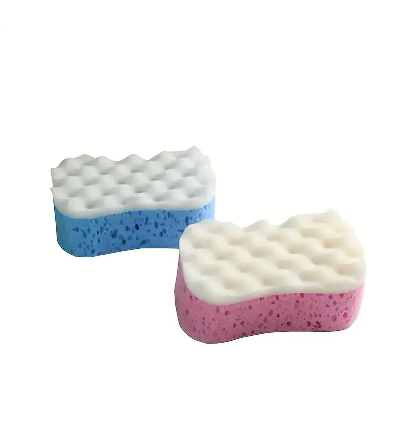 2pcs Exfoliating Bath Sponge Long Handle Scrubber Body Massager Ergonomic Design - Image 2