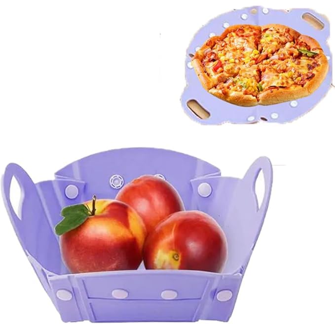 Earwig Foldable Picnic Basket,Cutting Board,Space Saving,Outdoor Camping Storage Basket,Home Storage Container, for Fruits Vegetables Snacks. (PURPLE) - Image 1