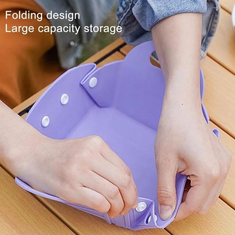 Earwig Foldable Picnic Basket,Cutting Board,Space Saving,Outdoor Camping Storage Basket,Home Storage Container, for Fruits Vegetables Snacks. (PURPLE) - Image 5