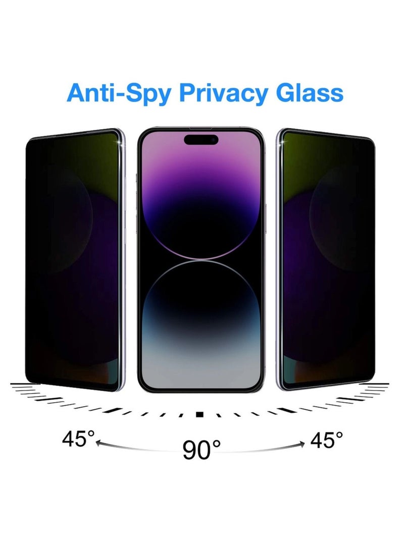 Captaintech 5D Anti-Spy Privacy Tempered Glass Screen Protector For iPhone 14 Pro Max Black - Image 2
