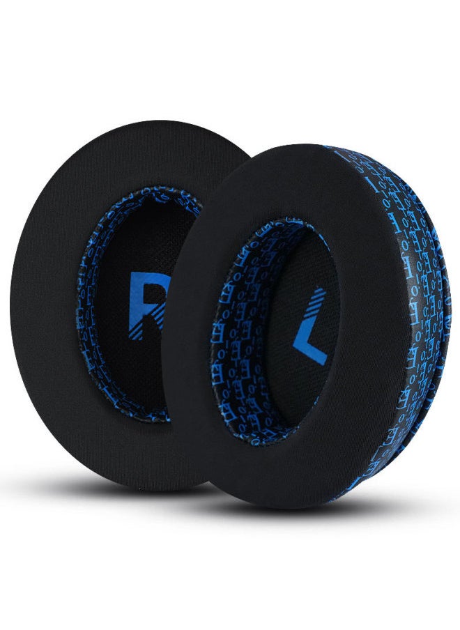 Generic For HyperX Kingston Hurricane 2 Earphone Cover Cloud3 Earmuffs Alpha S Leather Case Sky Arrow Stinger Sponge-Color:Black And Blue Printed Lr Ice-feeling Earmuffs 1 Piece-hm5  - Image 1