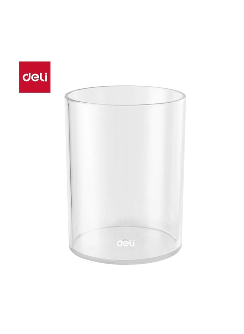 Deli 1-Piece Round And Clear Pen Holder 104x79x79mm Size  - Image 1