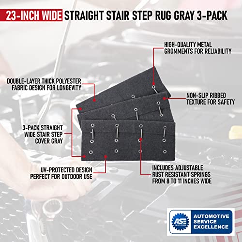 AA Ignition RV Camper Step Covers 3 Pack - 23 Inch Wide Straight Carpet Stair Rug Gray - Great for RV, Campers, Trailer, Vans with 8-11" Deep RV Stairs - Non-Slip Outdoor Stair Step Covers - Image 3