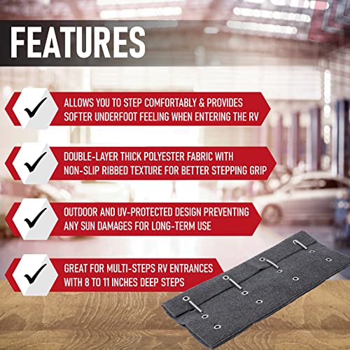 AA Ignition RV Camper Step Covers 3 Pack - 23 Inch Wide Straight Carpet Stair Rug Gray - Great for RV, Campers, Trailer, Vans with 8-11" Deep RV Stairs - Non-Slip Outdoor Stair Step Covers - Image 2