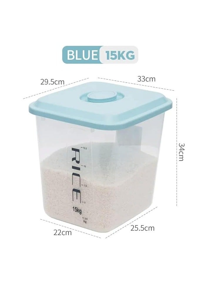 Premify Rice Container Set of 2pcs-Airtight Food Storage Container with Lid &BPA Free Plastic Large Cereal/Flour Sotrage Box, Kitchen Multifunctional Containers (10kg &15kg) - Image 3
