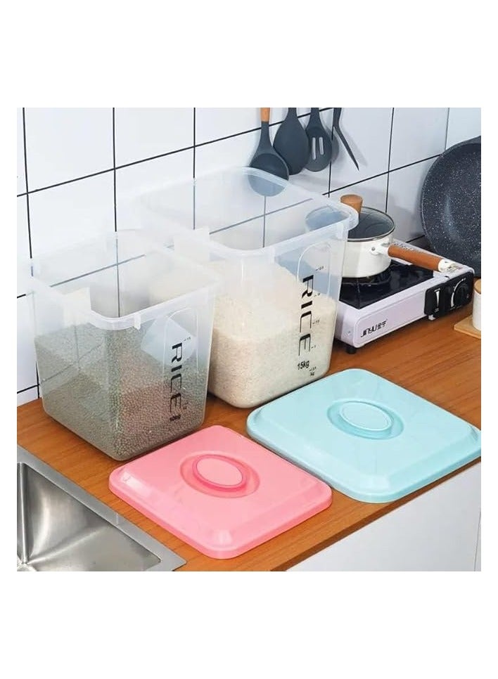 Premify Rice Container Set of 2pcs-Airtight Food Storage Container with Lid &BPA Free Plastic Large Cereal/Flour Sotrage Box, Kitchen Multifunctional Containers (10kg &15kg) - Image 5
