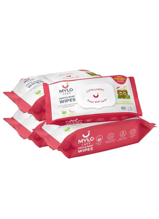 Gentle Baby Wipes With Lid (Pack Of 4) ; 80 Wipes Per Pack ; Organic Coconut Oil Neem Aloe Vera Vitamin E ; 98% Pure Water - pzsku/ZF89A534C2AC1EE32F9D6Z/45/_/1692274134/343926af-f94d-47b8-8065-99a210d45089