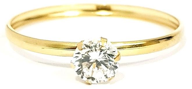 Hamsa.ae 18K Pure Gold Zircon Stone Engagement Ring Size 7.5 - Image 1