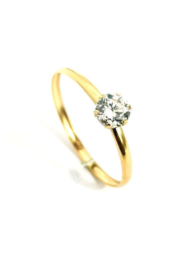 Hamsa.ae 18K Pure Gold Zircon Stone Engagement Ring Size 7.5  - Image 3