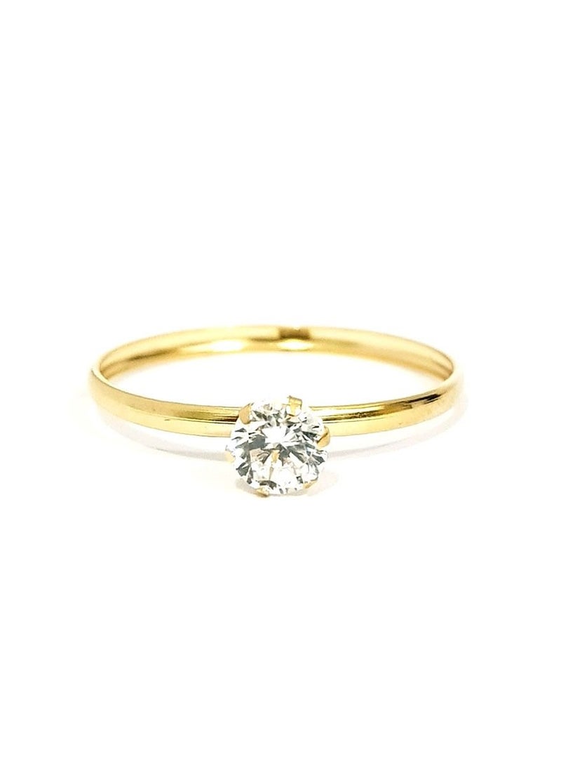 Hamsa.ae 18K Pure Gold Zircon Stone Engagement Ring Size 7.5  - Image 1
