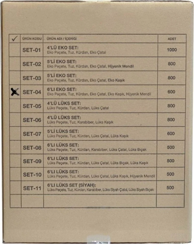 Ambalaj Pazarı Packaging Market 6-Piece Eco Set (Set-04) - 100 PIECES