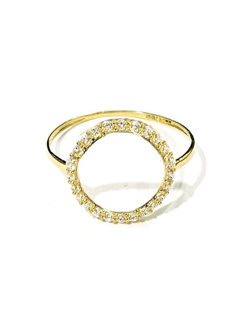 Hamsa.ae 18K Pure Gold Round Zircon Stone Ring Size 7 