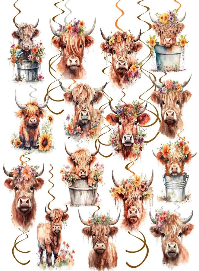 اوموني 20 قطعة من دوامات تعليق بقرة المرتفعات، زينة حفلات بقرة المرتفعات الغربية، ديكور سقف لحفلات أعياد الميلاد على شكل بقرة المرتفعات، زينة أعياد الميلاد، مستلزمات حفلات استقبال المولود الجديد - Image 1