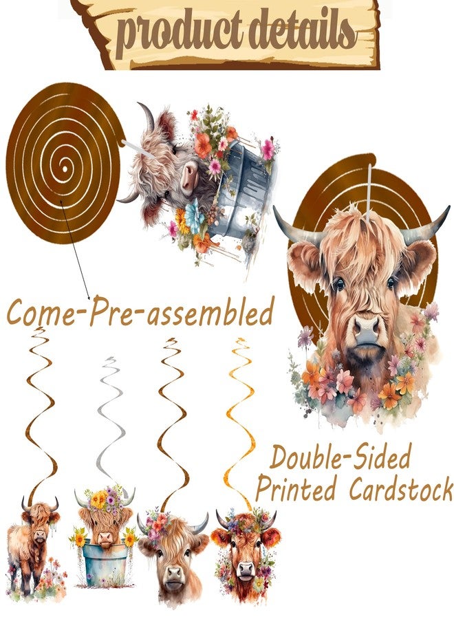 اوموني 20 قطعة من دوامات تعليق بقرة المرتفعات، زينة حفلات بقرة المرتفعات الغربية، ديكور سقف لحفلات أعياد الميلاد على شكل بقرة المرتفعات، زينة أعياد الميلاد، مستلزمات حفلات استقبال المولود الجديد - Image 5