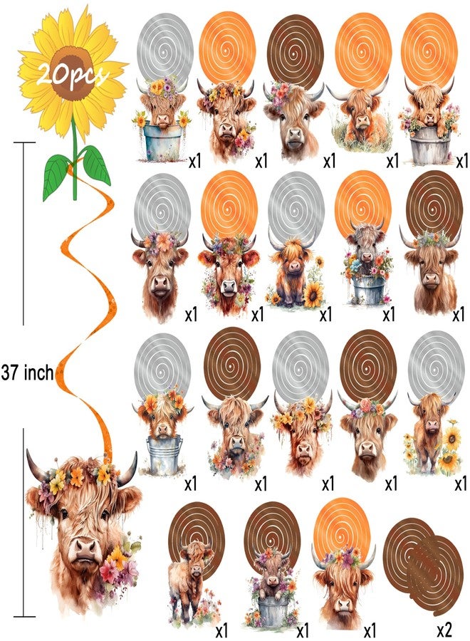 اوموني 20 قطعة من دوامات تعليق بقرة المرتفعات، زينة حفلات بقرة المرتفعات الغربية، ديكور سقف لحفلات أعياد الميلاد على شكل بقرة المرتفعات، زينة أعياد الميلاد، مستلزمات حفلات استقبال المولود الجديد - Image 4