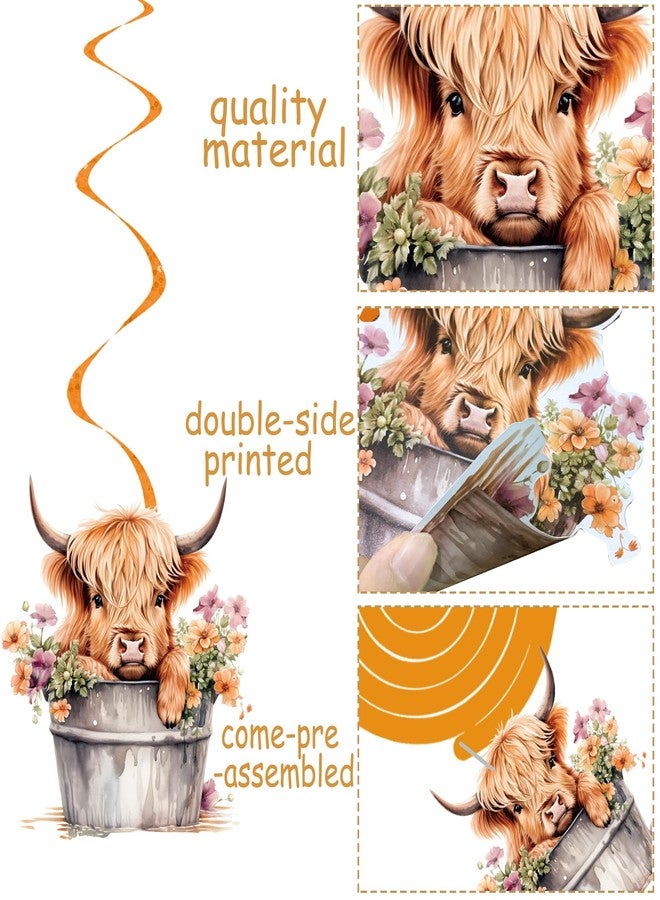 اوموني 20 قطعة من دوامات تعليق بقرة المرتفعات، زينة حفلات بقرة المرتفعات الغربية، ديكور سقف لحفلات أعياد الميلاد على شكل بقرة المرتفعات، زينة أعياد الميلاد، مستلزمات حفلات استقبال المولود الجديد - Image 3