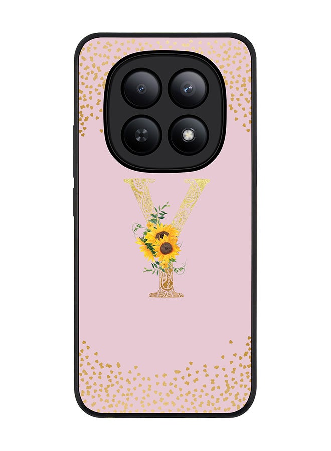 For Xiaomi Redmi Note 15 5G / Poco M8 Case,Slim fit Camera Protection, Shockproof Thin Phone cover  - Custom Floral Monogram - Y  (Pink )