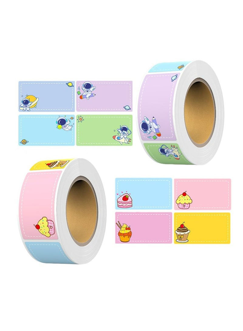 CMGTYYD 2Roll 560PCS Name Tag Sticker Cute Animal Name Adhesive Labels Black to School Name Stickers Cartoon Name Label Stickers Dinosaur Rabbit Astronaut Panda Design Waterproof Labels for Kids-B - Image 1