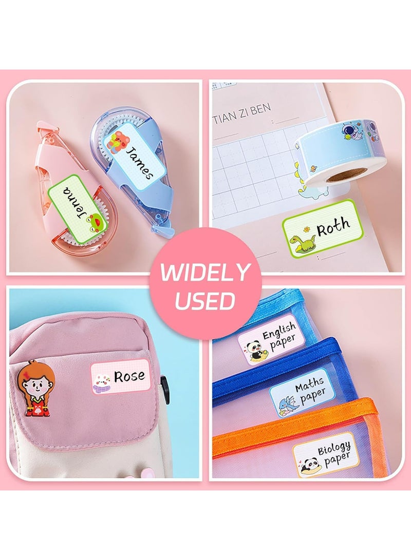 CMGTYYD 2Roll 560PCS Name Tag Sticker Cute Animal Name Adhesive Labels Black to School Name Stickers Cartoon Name Label Stickers Dinosaur Rabbit Astronaut Panda Design Waterproof Labels for Kids-B - Image 5