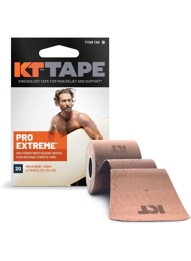 KT Tape Pro Extreme Synthetic Kinesiology Athletic Tape, 20 Count, 10” Precut Strips, Titan Tan - Image 1