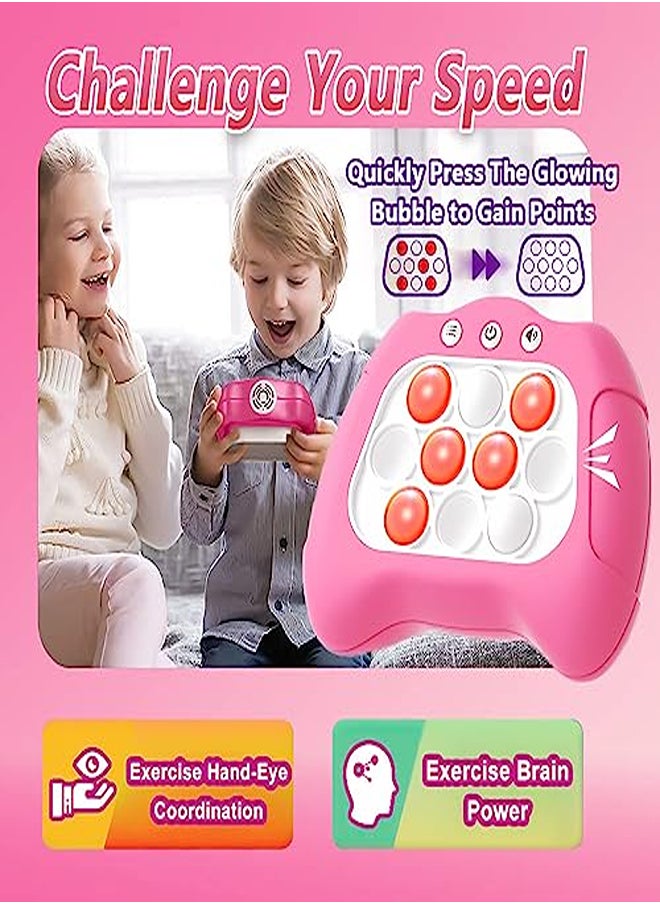Generic - Pop Game Fidget Toys Adults and Kids, Rapid Push Puzzle Game Machine, Light-Up Squeeze Poppet Sensory Push Pop Bubble Toy, Relief Party Favors Puzzle Game for Kids Teens Adults Fidget Console (Pink) - Image 1