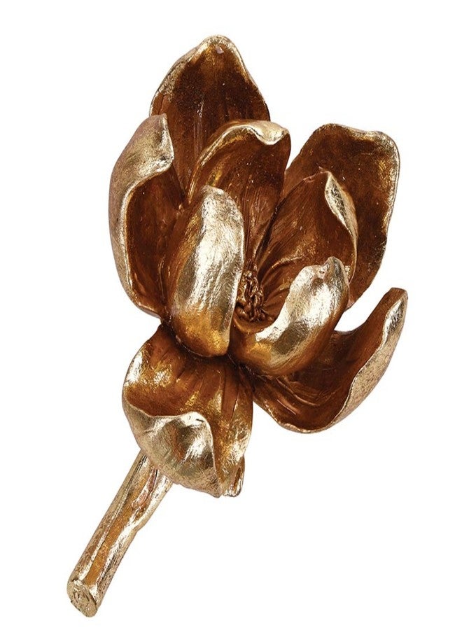 47th & Main Golden Sculptural Botanical Flower Accent Modern Décor for Coffee Table, 4.5" x 3.25" x 3" Tall, Gold Magnolia - Image 1