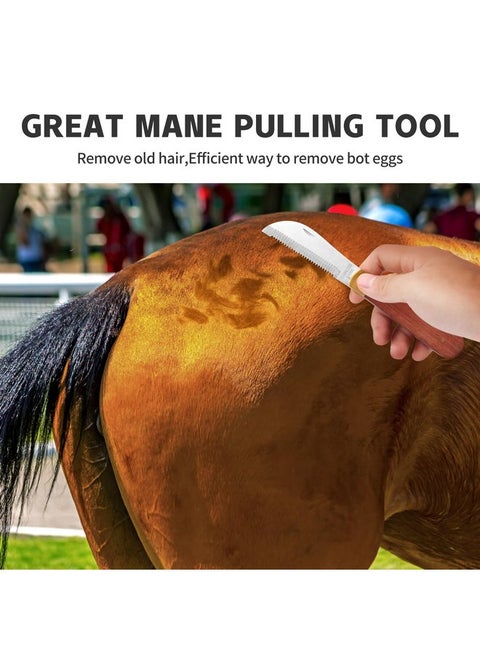 NRTFE Hand Stripping Tools for Horse Dog Grooming Shedding Blade Stripping for Horse Bot Eggs,Right Handed Fold Up Design