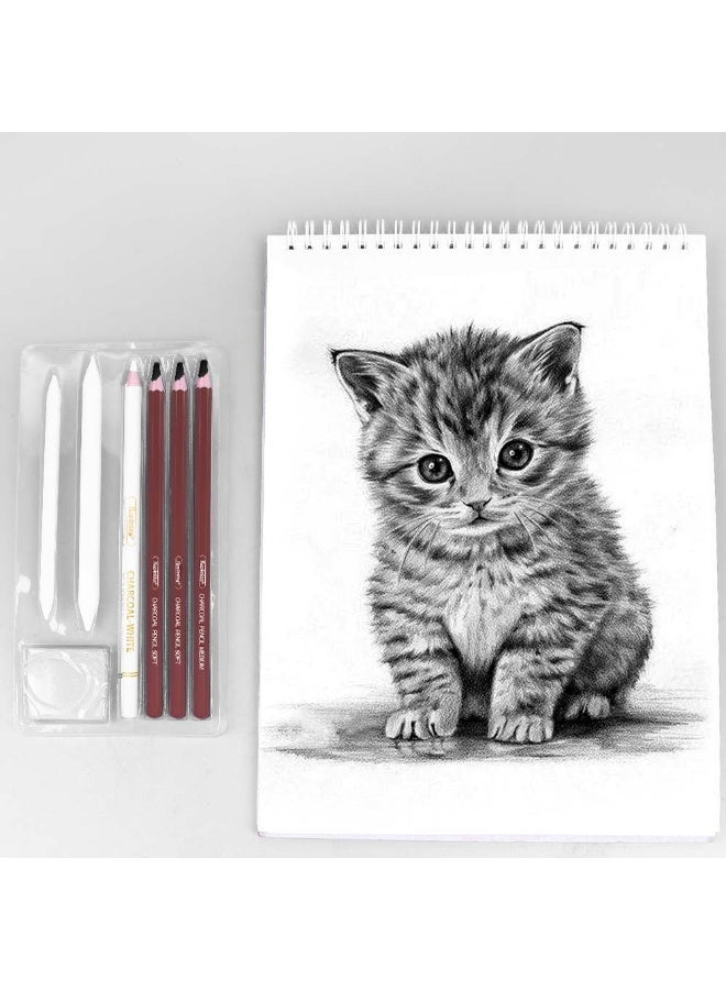 Keep Smiling 7-Piece Charcoal Pencil Art Kit with Eraser & Blending Stumps – Extra Smooth Artist Quality - Image 5