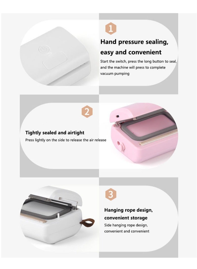 Arabest Mini Vacuum Sealer Machine, Rechargeable Portable Food Vacuum Sealer with Cutter,Bag Sealer Quick Heat Vacuum Sealer Machine, Food Sealer for Snack Plastic Bags Food Storage - Image 4