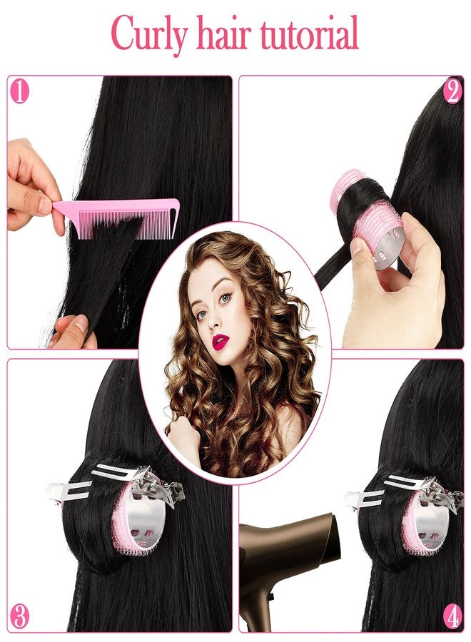 WILLBOND 37 Pcs Aluminum Thermal Hair Rollers Set 3 Sizes Self Grip Hair Rollers 18 Pcs Duckbill Clips, Comb Hairdressing Styling Tool for Women, Men(1.1,Pink Series) - Image 5
