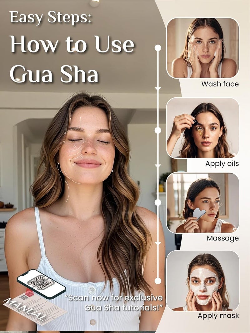 Gua Sha Facial Tools, Natural Terahertz Guasha, Manual Massage Sticks for Jawline Sculpting and Puffiness Reducing, Gua Sha Scraping Massage Tool, Skin-Care Tool (Silver-Grey) - Image 3