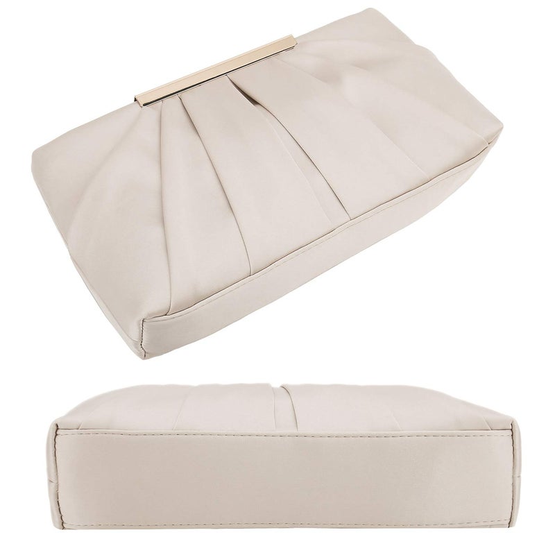 CHARMING TAILOR Clutch Evening Bag Elegant Pleated Satin Clutch Formal Party Handbag Classy Purse for Women (Champagne) - Image 5