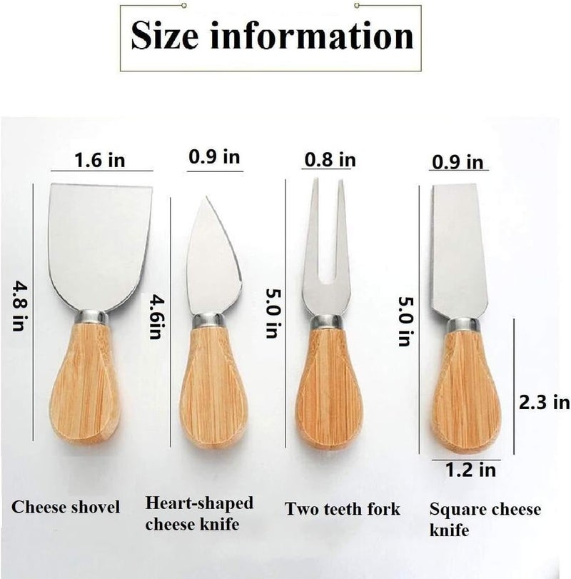 Cheese Board Hardware Set : 4 Stainless Steel Cheese Knives with Wooden Handles for Perfect Party Plates and Dining Table Display - Image 3