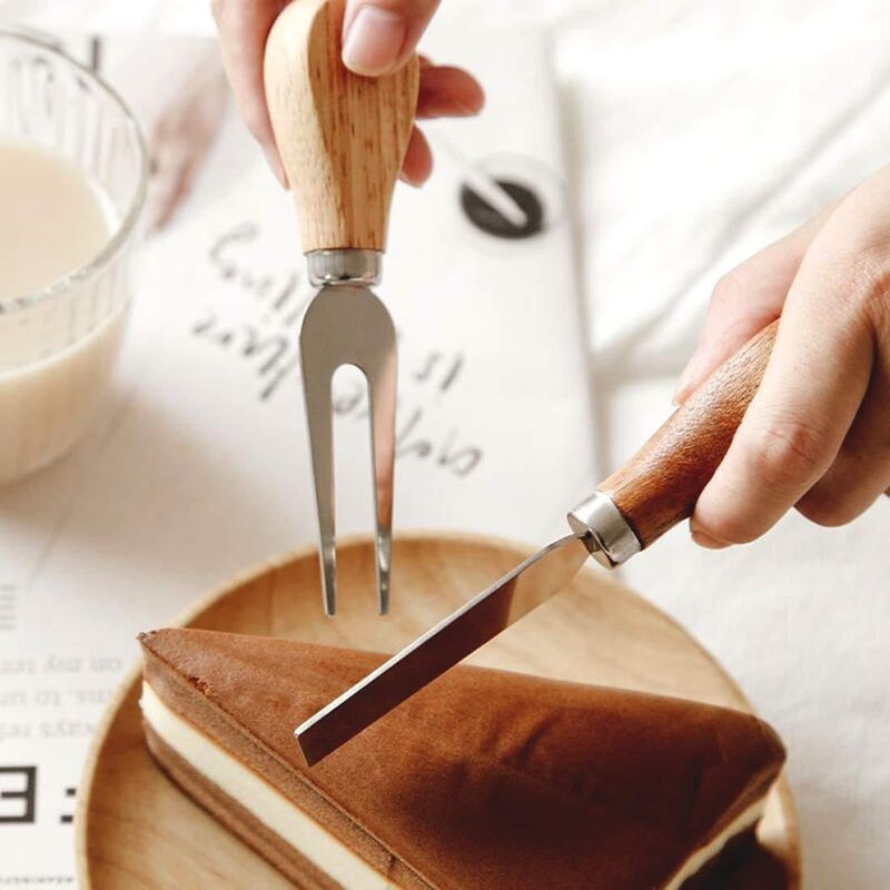 Cheese Board Hardware Set : 4 Stainless Steel Cheese Knives with Wooden Handles for Perfect Party Plates and Dining Table Display - Image 5