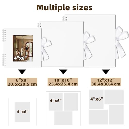 Remowith 10×10 inch Scrapbook Photo Album DIY Picture Book 40 Pages, Thick Kraft Paper Scrap Book Album with Silk Ribbon Wedding Guest Book Memory Book for Baby, Family, Travel (White) - Image 4