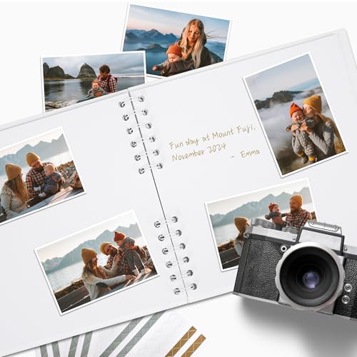 Remowith 10×10 inch Scrapbook Photo Album DIY Picture Book 40 Pages, Thick Kraft Paper Scrap Book Album with Silk Ribbon Wedding Guest Book Memory Book for Baby, Family, Travel (White) - Image 5