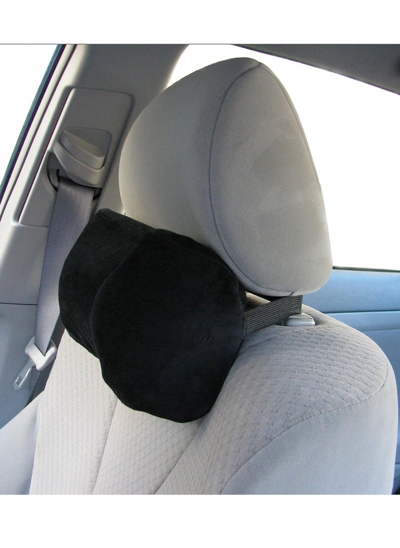 PAMEER Memory Foam Neck Pillow for Car Seats, Travel Neck Rest Support, Headrest with Elastic Strap and Pouch, Comfortable Neck & Back Support for Driving and Sleeping  - Image 1