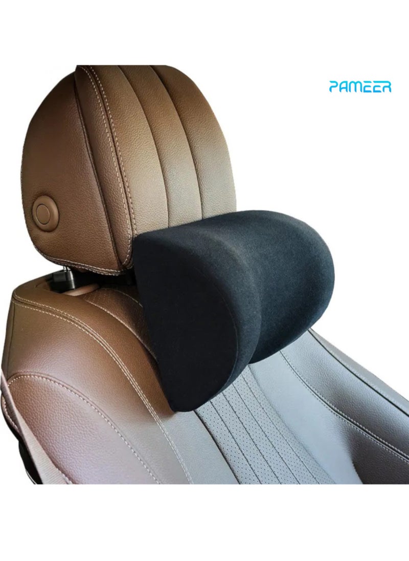 PAMEER Memory Foam Neck Pillow for Car Seats, Travel Neck Rest Support, Headrest with Elastic Strap and Pouch, Comfortable Neck & Back Support for Driving and Sleeping  - Image 3
