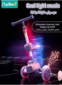Bybeo 5-in-1 Kids Foldable Scooter with LED Flashing Light UP Wheels, Removable Seat & Adjustable Handlebar, Lightweight Push Scooters for Ages 1-8 Boys Girls  - Image 5