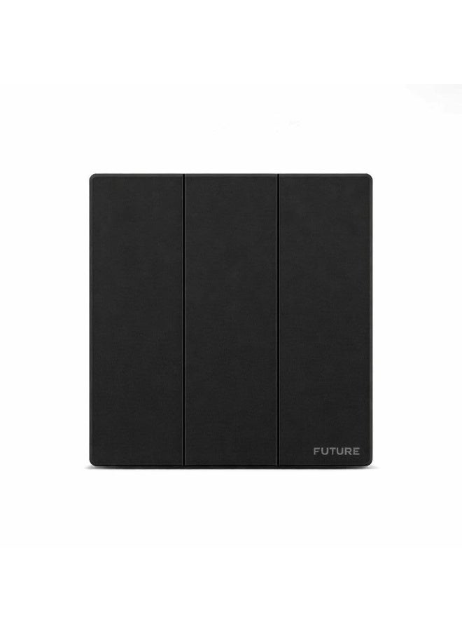 Future 3 Gang 2 Way Switch | 10A Wall Light Switch | Premium Black Finish | Three Gang Two Way Electrical Switch | Modern Home & Office Wall Switch | 250V | 35 Years Warranty - Image 1