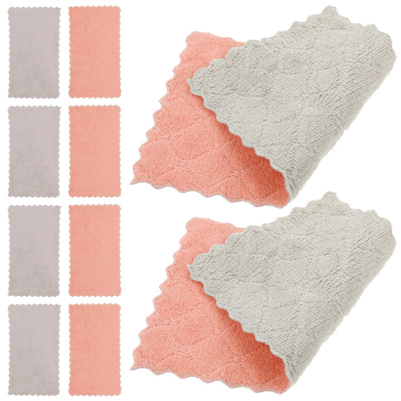 Reusable Microfiber Dish Cloths 10 Pack Thick Absorbent Multi Color Kitchen Towels - Image 2