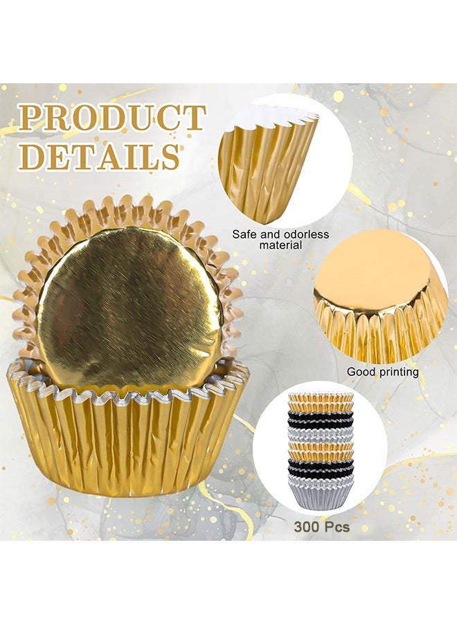 MXN 300 Pcs Metallic Foil Cupcake Liners - Disposable Baking Paper Cups - Greaseproof Muffin Wrapping Packaging Cups for Birthday Parties Weddings Home Baking and Dessert Decor - Image 3